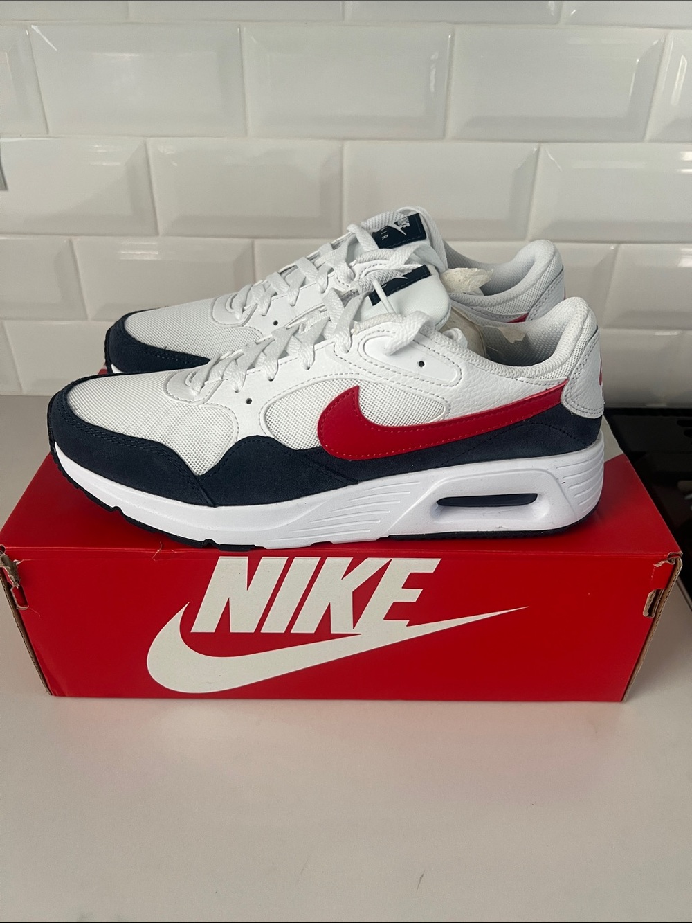 Brand New Nike Air Max SC, Men's size 8, White with red and blue accents